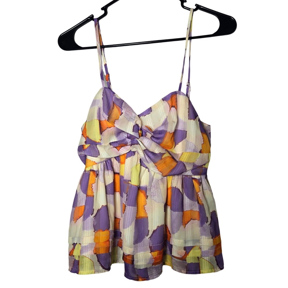 Anthropologie g.p.d. Twist Front Tank Small Summer Figment‎ Boho Festival Art